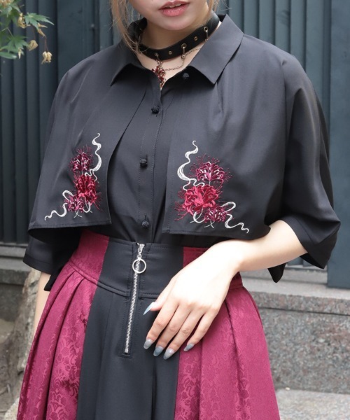 axes femme(アクシーズファム)の「彼岸花刺繍ネクタイBL(シャツ/ブラウス・レディース・ブルー/レッド/ホワイト・FREE)」の13枚目の写真