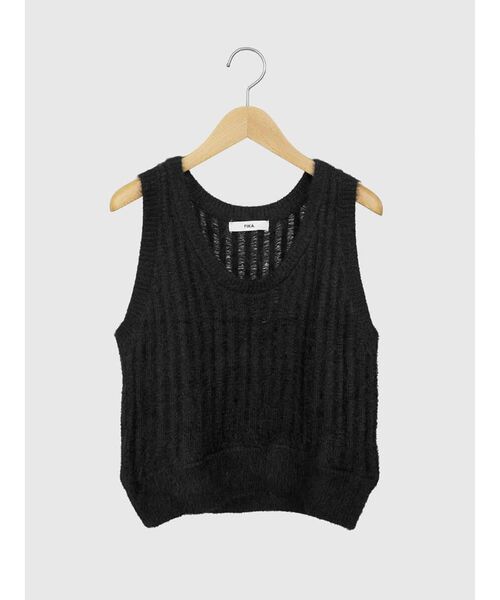 FIKA.(フィーカ)の「Shaggy knit vest(ニット/セーター・レディース・ブラック/オフホワイト・MEDIUM)」の22枚目の写真