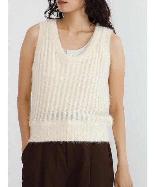 FIKA.(フィーカ)の「Shaggy knit vest(ニット/セーター・レディース・ブラック/オフホワイト・MEDIUM)」の16枚目の写真