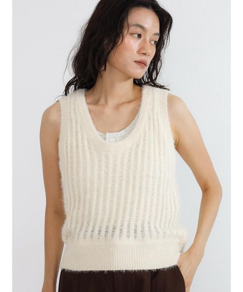 FIKA.(フィーカ)の「Shaggy knit vest(ニット/セーター・レディース・ブラック/オフホワイト・MEDIUM)」の17枚目の写真