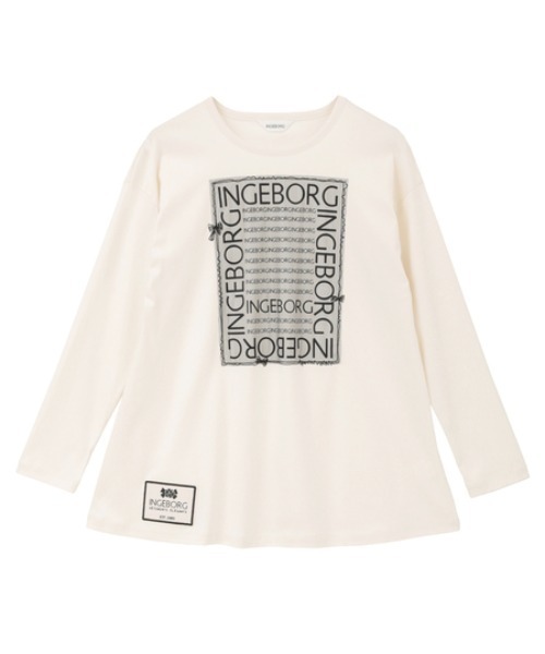 INGEBORG(インゲボルグ)の「ロゴアレンジプリントカットソー(Tシャツ/カットソー・レディース・レッド/キナリ/グレイッシュベージュ/ブラック・LARGE)」の2枚目の写真