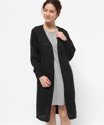 E hyphen world gallery | フロント透かし編みロングカーディガン(カーディガン/ボレロ)