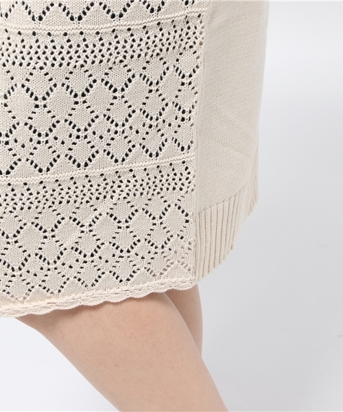 E hyphen world gallery（イーハイフンワールドギャラリー）の「フロント透かし編みロングカーディガン（カーディガン/ボレロ・レディース・キャメル/ウッド/アイボリー/ブラック・FREE）」の10枚目の写真