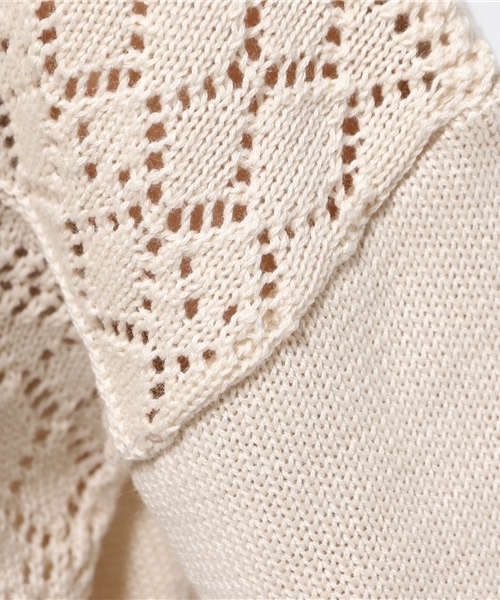 E hyphen world gallery（イーハイフンワールドギャラリー）の「フロント透かし編みロングカーディガン（カーディガン/ボレロ・レディース・キャメル/ウッド/アイボリー/ブラック・FREE）」の11枚目の写真