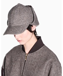 ARMANI EXCHANGE（アルマーニエクスチェンジ）の「【A|X アルマーニ エクスチェンジ】リサイクルヘリンボーンウールミックス フライトキャップ（キャップ）」