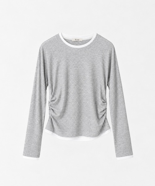 CANAL JEAN(キャナルジーン)の「El mar レイヤードサイドギャザーロンT(Tシャツ/カットソー・レディース・ブラック/ヘザーグレー・ONE SIZE)」の2枚目の写真