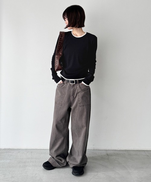 CANAL JEAN(キャナルジーン)の「El mar レイヤードサイドギャザーロンT(Tシャツ/カットソー・レディース・ブラック/ヘザーグレー・ONE SIZE)」の6枚目の写真