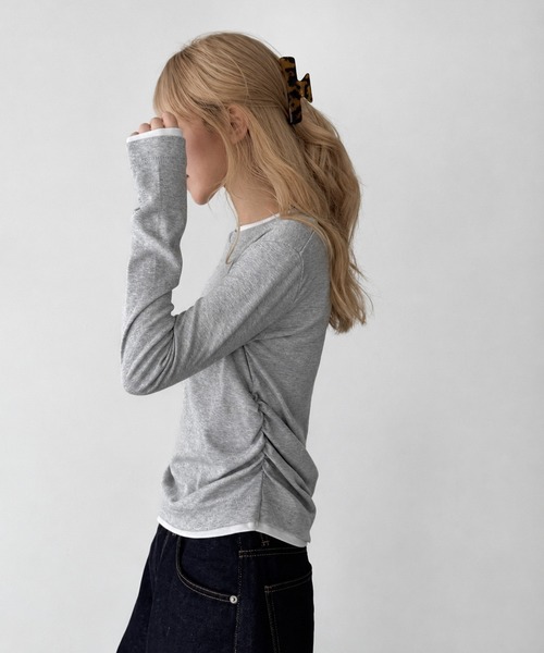 CANAL JEAN(キャナルジーン)の「El mar レイヤードサイドギャザーロンT(Tシャツ/カットソー・レディース・ブラック/ヘザーグレー・ONE SIZE)」の8枚目の写真