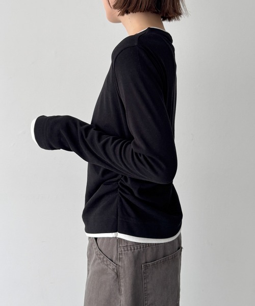 CANAL JEAN(キャナルジーン)の「El mar レイヤードサイドギャザーロンT(Tシャツ/カットソー・レディース・ブラック/ヘザーグレー・ONE SIZE)」の14枚目の写真