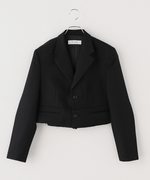 IENA(イエナ)の「RE CORD/リコード Raw Edged Detail Crop Jk ジャケット RJJAX26999BKX(その他アウター・レディース・ブラック・38)」の1枚目の写真