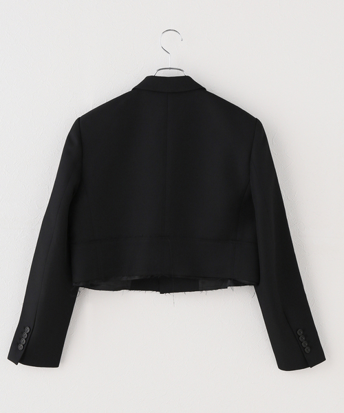 IENA(イエナ)の「RE CORD/リコード Raw Edged Detail Crop Jk ジャケット RJJAX26999BKX(その他アウター・レディース・ブラック・38)」の2枚目の写真