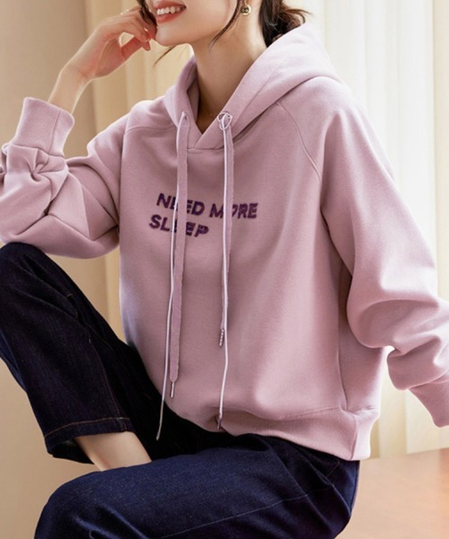 ONEP STAR(ワンピスター)の「ロゴデザインクロスフード長袖パーカー(パーカー・レディース・ピンク・MEDIUM/X-LARGE/LARGE)」の3枚目の写真