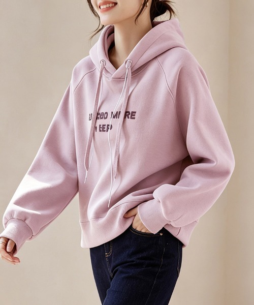 ONEP STAR(ワンピスター)の「ロゴデザインクロスフード長袖パーカー(パーカー・レディース・ピンク・MEDIUM/X-LARGE/LARGE)」の7枚目の写真