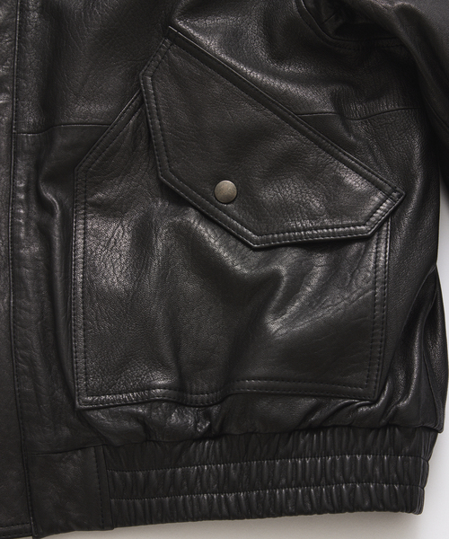JOURNAL STANDARD（ジャーナルスタンダード）の「ラム ダッド レザー ジャケット（ライダースジャケット・メンズ・ブラック・MEDIUM/LARGE）」の2枚目の写真