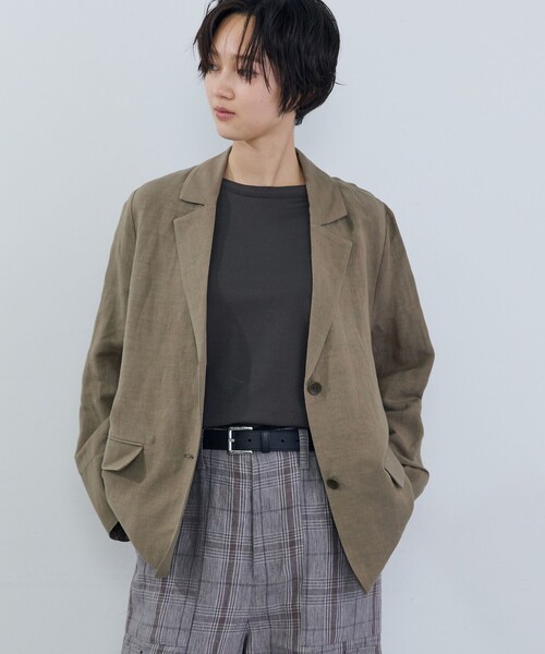 ADIEU TRISTESSE（アデュートリステス）の「リネンレーヨンジャケット（テーラードジャケット・レディース・ブラック/モカ・38）」の9枚目の写真