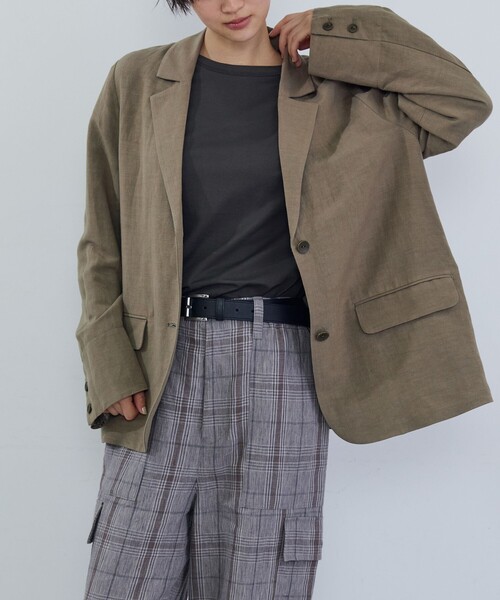 ADIEU TRISTESSE（アデュートリステス）の「リネンレーヨンジャケット（テーラードジャケット・レディース・ブラック/モカ・38）」の10枚目の写真