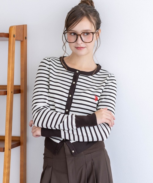U.S. POLO ASSN.(ユーエスポロアッスン)の「【U.S. POLO ASSN.】clear 別注 コンパクトカーディガン(カーディガン/ボレロ・レディース・ネイビー/ブラック/ブラウン系その他・F)」の2枚目の写真