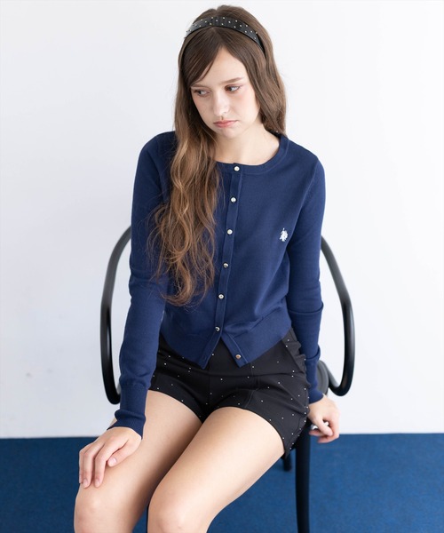 U.S. POLO ASSN.(ユーエスポロアッスン)の「【U.S. POLO ASSN.】clear 別注 コンパクトカーディガン(カーディガン/ボレロ・レディース・ネイビー/ブラック/ブラウン系その他・F)」の3枚目の写真