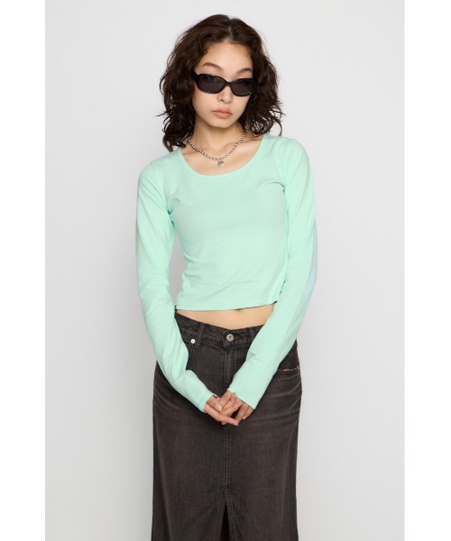 LAGUA GEM(ラグアジェム)の「BASIC USE ロングスリーブTシャツ(Tシャツ/カットソー・レディース・ブラック系その他2/杢グレー/ミント/ブラック/イエロー・FREE)」の8枚目の写真