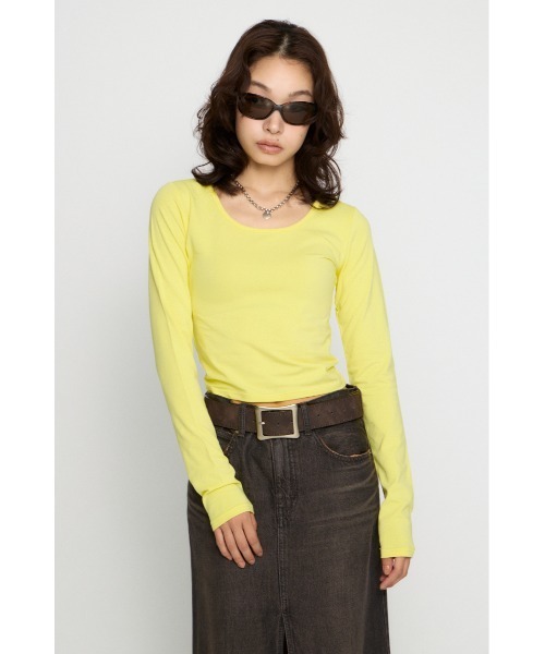 LAGUA GEM(ラグアジェム)の「BASIC USE ロングスリーブTシャツ(Tシャツ/カットソー・レディース・ブラック系その他2/杢グレー/ミント/ブラック/イエロー・FREE)」の12枚目の写真