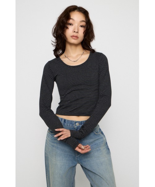 LAGUA GEM(ラグアジェム)の「BASIC USE ロングスリーブTシャツ(Tシャツ/カットソー・レディース・ブラック系その他2/杢グレー/ミント/ブラック/イエロー・FREE)」の16枚目の写真
