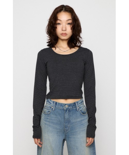 LAGUA GEM(ラグアジェム)の「BASIC USE ロングスリーブTシャツ(Tシャツ/カットソー・レディース・ブラック系その他2/杢グレー/ミント/ブラック/イエロー・FREE)」の15枚目の写真