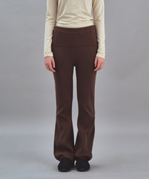 KNIT FLARE PANTS - BROWN