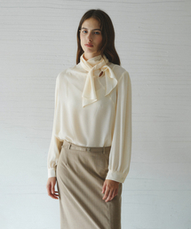 ERIKA unbalanced scarf blouse_BUTTER