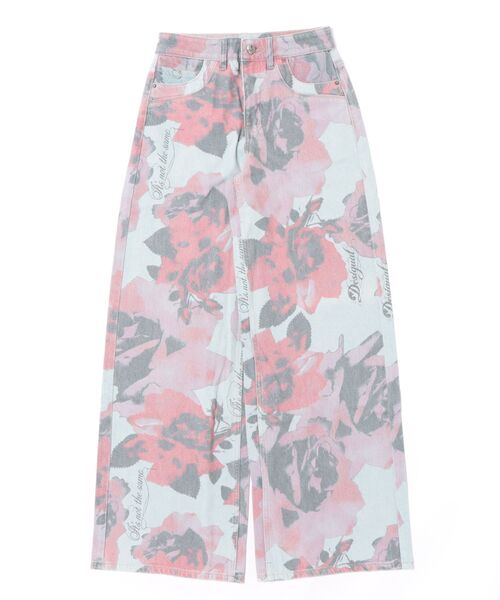 Desigual(デシグアル)の「Floral print wide-leg jeans / フローラルプリントワイドレッグジーンズ(デニムパンツ・レディース・ブルー・38/36/40/44/42/34)」の2枚目の写真