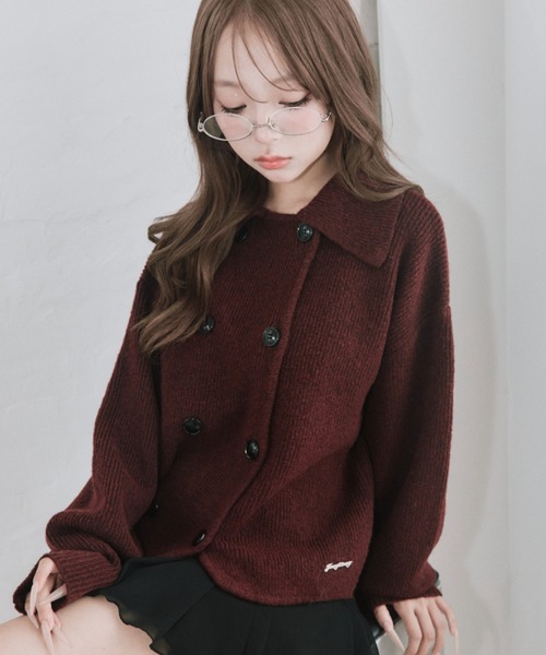 OLIVE des OLIVE(オリーブデオリーブ)の「ダブルボタンニット(ニット/セーター・レディース・ブラック/ボルドー/オフホワイト・FREE)」の7枚目の写真