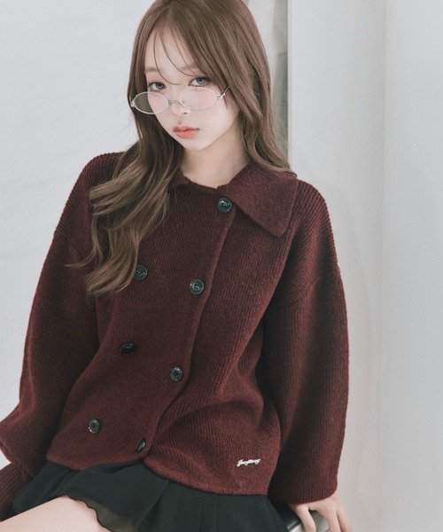 OLIVE des OLIVE(オリーブデオリーブ)の「ダブルボタンニット(ニット/セーター・レディース・ブラック/ボルドー/オフホワイト・FREE)」の6枚目の写真