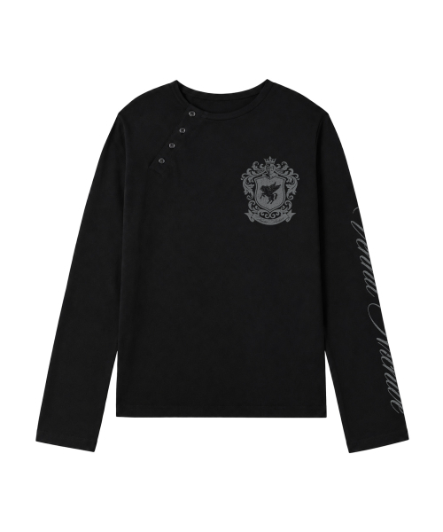 VENHIT（ベンヒット）の「CROWNED PEGASUS アンバランスロングスリーブ（Tシャツ/カットソー・レディース・グレー/ホワイト/ブラック・LARGE/MEDIUM）」の4枚目の写真