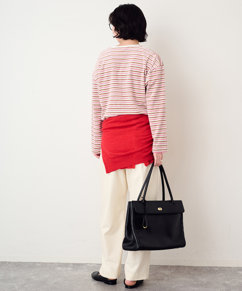 SLOBE IENA(スローブイエナ)の「ドロストベロアボーダーカットソー(Tシャツ/カットソー・レディース・パープル/ネイビー/チャコールグレー・FREE)」の6枚目の写真