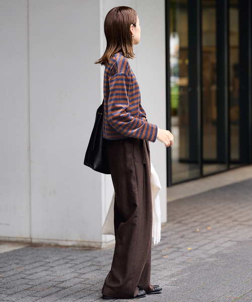 SLOBE IENA(スローブイエナ)の「ドロストベロアボーダーカットソー(Tシャツ/カットソー・レディース・パープル/ネイビー/チャコールグレー・FREE)」の11枚目の写真