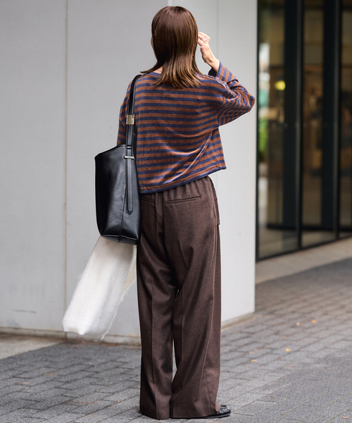 SLOBE IENA(スローブイエナ)の「ドロストベロアボーダーカットソー(Tシャツ/カットソー・レディース・パープル/ネイビー/チャコールグレー・FREE)」の12枚目の写真