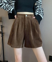 タック入りコーデュロイハーフパンツ