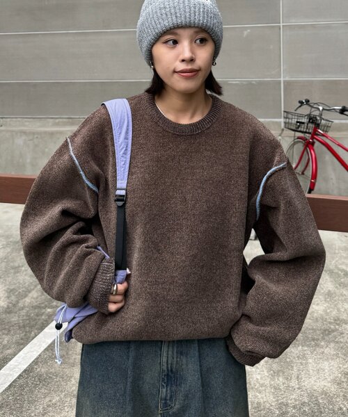 CIAOPANIC TYPY(チャオパニックティピー)の「【UNISEX】アウトリンキングモールニット/WEB限定カラーあり(ニット/セーター・メンズ・チャコールグレー/ブラウン/グレー/レッド/オフホワイト/ピンク/オレンジ・SMALL/MEDIUM/LARGE)」の4枚目の写真
