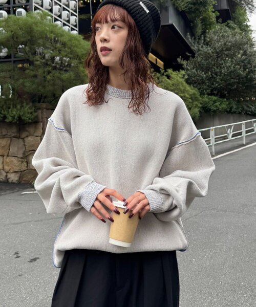 CIAOPANIC TYPY(チャオパニックティピー)の「【UNISEX】アウトリンキングモールニット/WEB限定カラーあり(ニット/セーター・メンズ・チャコールグレー/ブラウン/グレー/レッド/オフホワイト/ピンク/オレンジ・SMALL/MEDIUM/LARGE)」の1枚目の写真