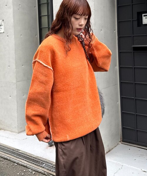 CIAOPANIC TYPY(チャオパニックティピー)の「【UNISEX】アウトリンキングモールニット/WEB限定カラーあり(ニット/セーター・メンズ・チャコールグレー/ブラウン/グレー/レッド/オフホワイト/ピンク/オレンジ・SMALL/MEDIUM/LARGE)」の19枚目の写真