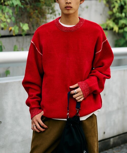 CIAOPANIC TYPY(チャオパニックティピー)の「【UNISEX】アウトリンキングモールニット/WEB限定カラーあり(ニット/セーター・メンズ・チャコールグレー/ブラウン/グレー/レッド/オフホワイト/ピンク/オレンジ・SMALL/MEDIUM/LARGE)」の10枚目の写真