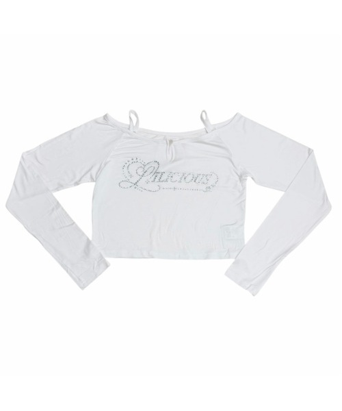 lilLilly（リルリリー）の「ストーンオフショルトップス(LILICIOUS by lilLilly)（Tシャツ/カットソー・レディース・ブラック/ホワイト・FREE）」の2枚目の写真