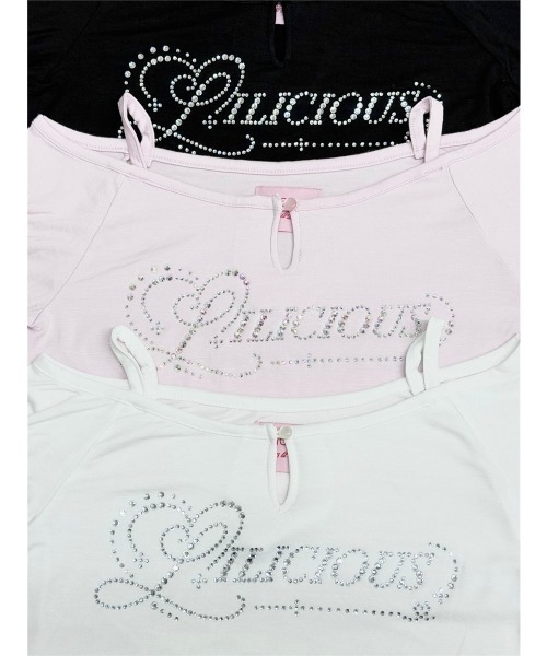 lilLilly（リルリリー）の「ストーンオフショルトップス(LILICIOUS by lilLilly)（Tシャツ/カットソー・レディース・ブラック/ホワイト・FREE）」の4枚目の写真