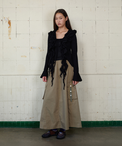 MOODBETTER（ムード ベター）の「FLARED WORK SKIRT KHAKI（スカート・レディース・その他・FREE）」の4枚目の写真