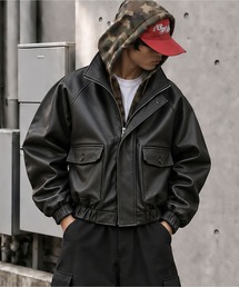 スタジャン（ブラック/黒色系・合成皮革/人工皮革）ファッション通販
