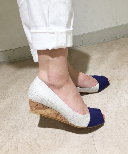 LE TALON(ルタロン)の「4cmハイショクオープントゥウエッジ◆(パンプス・レディース・ネイビー/ゴールド/ピンク・36/37/37.5/36.5/35.5)」の1枚目の写真