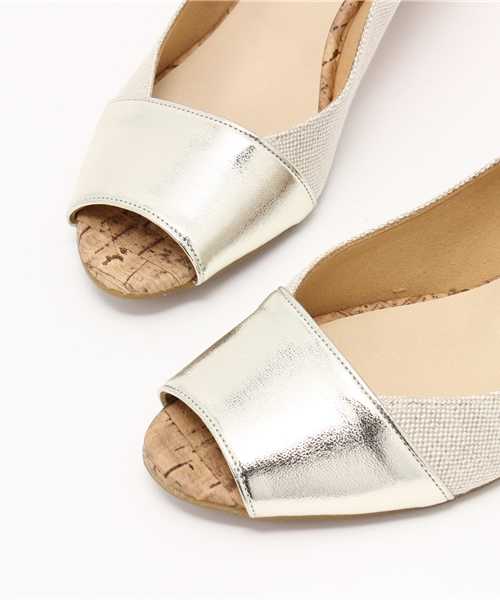 LE TALON(ルタロン)の「4cmハイショクオープントゥウエッジ◆(パンプス・レディース・ネイビー/ゴールド/ピンク・36/37/37.5/36.5/35.5)」の4枚目の写真