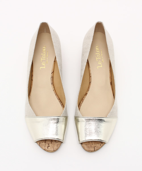 LE TALON(ルタロン)の「4cmハイショクオープントゥウエッジ◆(パンプス・レディース・ネイビー/ゴールド/ピンク・36/37/37.5/36.5/35.5)」の7枚目の写真