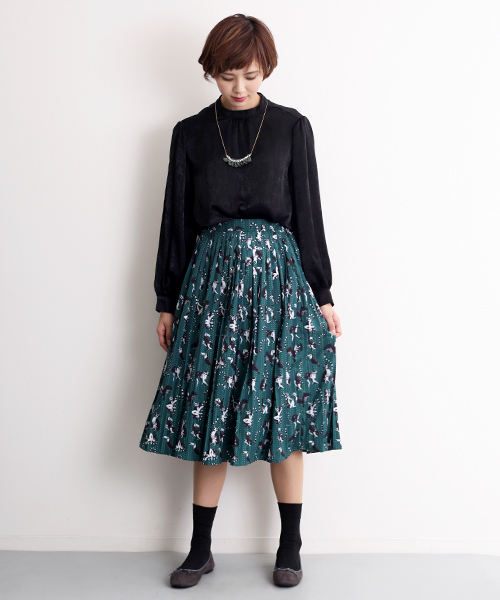 merlot plus（メルロープリュス）の「マダガスカル柄スカート8777（スカート・レディース・オレンジ/グリーン・FREE）」の2枚目の写真