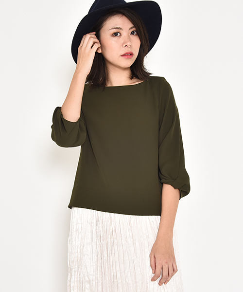 Droite lautreamont(ドロワットロートレアモン)の「袖ネジリサテンブラウス(シャツ/ブラウス・レディース・ライトカーキ/ピンク/オフホワイト・M)」の1枚目の写真