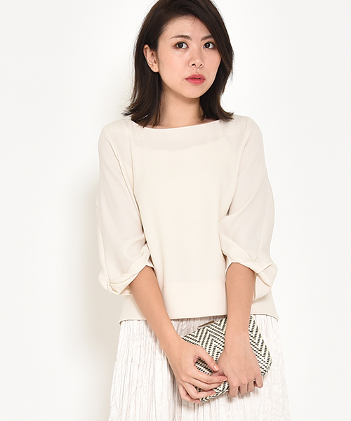 Droite lautreamont(ドロワットロートレアモン)の「袖ネジリサテンブラウス(シャツ/ブラウス・レディース・ライトカーキ/ピンク/オフホワイト・M)」の2枚目の写真